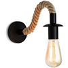 LZGS Go Swing Bands Lampada da parete vintage in corda di canapa applique industriale ideale per loft corridoio o camera da letto E27 lampadario 110/220V (nero)