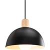 iDEGU Lampada a Sospensione Retrò 20CM LED Lampada a Soffitto in Legna Metallo Moderna Lampadario Stile Scandinavo a Semicerchio Plafoniera per Soggiorno Sala da Pranzo Camera da Letto (Nero)