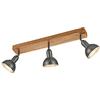 meineWunschleuchte Faretto da soffitto a 3 luci, con travi in legno, color argento antico, larghezza 58 cm