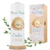 GRAVURZEILE Candela Stampata Battesimale con Nome e Data - Brillante per Battesimo - Regalo Personalizzato per Ragazze e Ragazzi - Pilastro di Alta