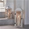 Lights4fun Set di Lanterne Decorative in Legno di 42 cm e 59,3 cm con Candela LED TruGlow® a Pile per Arredo Interni