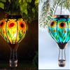 Qikam Lanterna solare a mongolfiera con fiamma tremolante, effetto fiammeggiante realistico a forma di mongolfiera, luce solare da giardino ad energia solare, lanterna da appendere a mongolfiera, luce