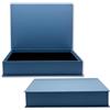 NEUSER PAPIER Confezione regalo con coperchio a ribalta - 1 pezzo - DIN A4 - rivestimento grigio blu - interno nero - 334 x 242 x 65 mm - scatola portaoggetti