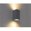 damastoreitalia Applique da esterno ip65 lampada a parete moderna doppia luce con attacco gu10 biemissione per giardini terrazze balconi (Rettangolare - grigio) (ES64)