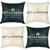 AIFEEC Federa Cuscini Divano，Copricuscini Decorativi Champagne e Nera 45 X 45 cm set da 4 Pezzi Cotone Lino Cuscino in Tinta Unita Cuscino del del Divano Bracciolo realizzato in tessuto di lino naturale