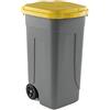 Mobil Plastic Bidone Raccolta differenziata Lt. 100 con ruote - Fondo grigio e Coperchio Giallo