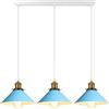 iDEGU 3 Luci Lampada a Sospensione Retrò, 22cm Vintage Lampadario a Sospensione in Metallo E27 Plafoniera Stile Scandinavo Lampade da Soffitto per Cucina Caffè Sala da Pranzo Cameretta (Blu)