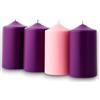 KORAT Set 4 Candele dell'Avvento 5x12,5 cm - 3 Viola e 1 Rosa - Candele Decorative Natalizie in Cera, Ideali per Corona dell'Avvento, Tavolo o Decorazioni di Natale