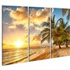 islandburner Quadri Moderni Bel Tramonto sul Mare con Una Vista di Palme sulla Spiaggia Bianca di Stampa su Tela - Quadro x poltrone Salotto Cucina mobili Ufficio casa - Fotografica Formato XXL DHB