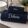 Manifattura Tessile Set Asciugamani Viso e Ospite Personalizzati con Nome Ricamato, 100% Cotone Morbido e Assorbente, Ricamo Artigianale, Idea Regalo Uomo Donna, Made in Italy, Blu Navy