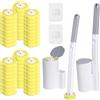 LIAILA Scopino WC monouso, confezione da 2 con manico allungato e supporto, con 54 ricariche per lavandini, vasche da bagno e piscine (giallo) 48,Wegwerp toiletborstel