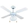 Zephir, Ventilatore da Soffitto con luce, 4 Pale in Legno e Paglia di Vienna, Ventilatore da soffitto Diametro 107cm, Funzione reversibilità