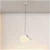 OISE ART STORE Trade Shop - Lampadario A Sospensione Attacco E27 Argento con Sfera Vetro Moderno Minimal 33474 -