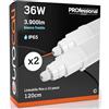 Eurocali Plafoniera LED 120cm 36W Impermeabile IP65 3900 lumen - Bianco Freddo 6500K - Collegabile in serie fino a 10 plafoniere - Pacco da 2