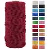 JeogYong Corda di Cotone Naturale Macrame, 4 Fili di Spesso Filato Corda di Macrame per Arazzi, Appendini per Piante, Artigianato Fai da Te, Decorazioni, Confezioni Regalo 3mm x 100m (Vino rosso)