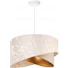 Light Home LH Light-Home Milano Lampadario a Sospensione - Lampadario Industriale per Soggiorno Camera da Letto e Cucina - Lampade a Sospensione in Metallo e con Paralume di Velluto - Motivo Beige Monserta - Bianco