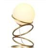 damastoreitalia Lampada da Tavolo Minimalista dorata con Sfera in Vetro Bianco Design Elegante per Illuminare e Decorare Spazi Interni Adatta a Comodini Scrivanie e Tavolini Altezza 26 cm (1 sfera con anelli)