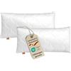 sleepling Comfort 194487 set di 2 cuscini per letto, 100% raso di cotone, Oekotex, lavabile 60 gradi, Prodotto in UE, Garanzia di imbottitura, 40 x 80 cm, bianco