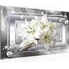 Runa Art Quadro Fiori Gigli Moderni Murale - Made in Germany - Astratto Grigio Beige Soggiorno 021714c