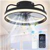 Eznaobo Ventilatori da soffitto 33/50 cm con illuminazione e telecomando, 6 velocità, dimmer, applicazione intelligente, illuminazione silenziosa e moderna per soggiorno, camera da letto (nero, 50 cm)