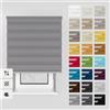 Estika Tenda a rullo giorno e notte con foratura - 60 x 150 cm - Grigio - montaggio a soffitto o parete, tessuto a doppio strato, semi-trasparente, per interni, per finestre