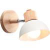 iDEGU Lampada da Parete Retrò Vintage Applique da Parete Interno in Metallo e Legno Moderne Lampada a Muro Orientabile E27 Luce da Camera da Letto Soggiorno (1 Pezzo, Bianco)