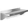 Mahlzeit Mensola a parete in acciaio inox guida a gancio | 120 x 30 cm | Scaffale ribaltabile | argento | Scaffale in acciaio inox, scaffale da parete, scaffale da cucina