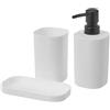 DAMDAM GO UNIMASA - Set da bagno - Set 3 accessori per lavabo - Kit da 3 pezzi - 1 dispenser di sapone 1 tazza, 1 vassoio (Blanco)