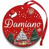 Corredino Neonato Pallina di Natale Personalizzata con Nome, Decorazione Natalizia 100% Italiana, Rosso, 8 cm (Rosso,Damiano)