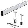 Gedotec Asta ovale per armadio 1500 mm con supporto centrale per montaggio a soffitto, asta per nicchia in metallo cromato, tubo per armadio 30 x 15 mm, 1 set di tubi per mobili per armadio