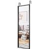 GIANTEX- Specchio a Porta, Specchio a Parete, Specchio a Figura Intera, Superficie con Strato Antideflagrante, con 2 Ganci per Regolare Altezza, Cornice in Ferro, 36 x 1,5 x 107,5 cm (Nero)
