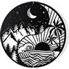 NBEADS Decorazione da Parete in MetalloYin Yang, Luna Sole e Stelle Wall Art Tree of Life Wall Hanging Decor Foresta Alberi e Montagne Silhouette Wall Art per Camera da Letto Soggiorno Giardino