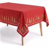 INTRECCI Tovaglia Natalizia Rossa con Decorazioni Oro | Dimensioni 140x300 cm | Adatta per 14/16 Posti Tavola