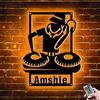 ASD Jewerly Arte da parete in metallo personalizzata con musica da disco DJ, nome personalizzato Lettore DJ Decorazione della stanza con luci a LED, decorazione da parete per DJ