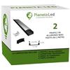 Pianeta Led 2x Profili in Alluminio Nero da 2 mt (4 mt) TL1205 per Strisce a Led con Cover Trasparente tappi e ganci di montaggio inclusi