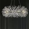 EFPD Lampadario rotondo in cristallo, lampadario rotondo moderno in argento, lampadario ad anello in cristallo per soggiorno, sala da pranzo, camera da letto, cucina 100 cm di diametro