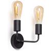 LEDKIA LIGHTING Applique da Parete Metallo 2 Faretti Jayso Nero E27