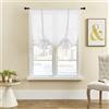ele ELEOPTION Tenda a pacchetto con legatura, traslucida, elegante, di lusso, in voile, tenda per camera da letto, soggiorno, cucina, piccola finestra (bianco, 120 x 120 cm)