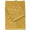 DEA Set Asciugamani da bagno Viso + Ospite in spugna 100% Cotone 550gr con Pois ricamato - Coriandoli (Giallo)