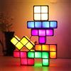 Syzplnwy Luce notturna a puzzle 3D impilabile, 7 colori, lampada da scrivania a LED ad incastro con sensore di induzione, blocchi Tangram fai da te per decorazione camera da letto
