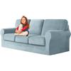 UNBBRRL Copridivano Ektorp Copri Divano in Velluto, Rivestimento Individuale del Cuscino E dello Schienale Salvadivano Lavabile Mobili Protector (Azzurro,Grande 4 posti 7 pz)