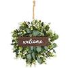 HAOSHICS Ghirlanda di foglie di eucalipto verde, 30 cm, ghirlanda di benvenuto artificiale per la porta anteriore, corona estiva (verde)