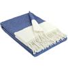 STTS International - Coperta in cashmere, 100% lana merino e cashmere, 140 x 200 cm, plaid Faro, molto morbida (blu-bianco (M))