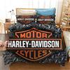 NICHIYO Harley Davidson Motorcycle, set copripiumino e federa, in microfibra, con stampa digitale 3D, set da 3 pezzi (14, letto matrimoniale 240 x 220 cm)