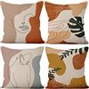 Aoihrraan Fodere per Cuscini, Set di 4 Stile Linea Viso Donna Morandi Federa Quadrata Lino Copricuscino Tiro Con Cerniera Invisibile per Divano Giardino All'aperto 41x41cm (Stile di Design Sbiadito)