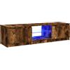 vidaXL Mobile Porta TV con Luci LED Rovere Fumo 140x40x36 cm