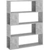 vidaXL Libreria/Divisorio Grigio Cemento 100x24x124 cm