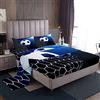 Loussiesd - Set di biancheria da letto 3D a tema calcio, con fogli a tema pallone da calcio per ragazzi e ragazze, set di lenzuola sportive, fogli luminosi blu, 3 pezzi, misura singolo