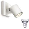 Philips Runner - Faretto da incasso a LED, colore bianco, 1 punto luce, incl. Philips LED Scene Switch Gu10 50 W