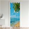 Loussiesd Tenda per Porta Ocean Beach Privacy Isolante Termica per Camera da Letto Hawaiana Marina Alberi di Palma Resistente Copertura Porta Tenda Stuoia Divisorio Ambiente Copertura Tenda Oscurante 132x203cm
